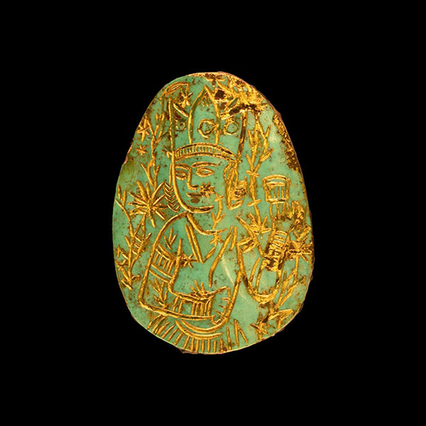 Indo-Persian Blue Seal Turquoise with Figure